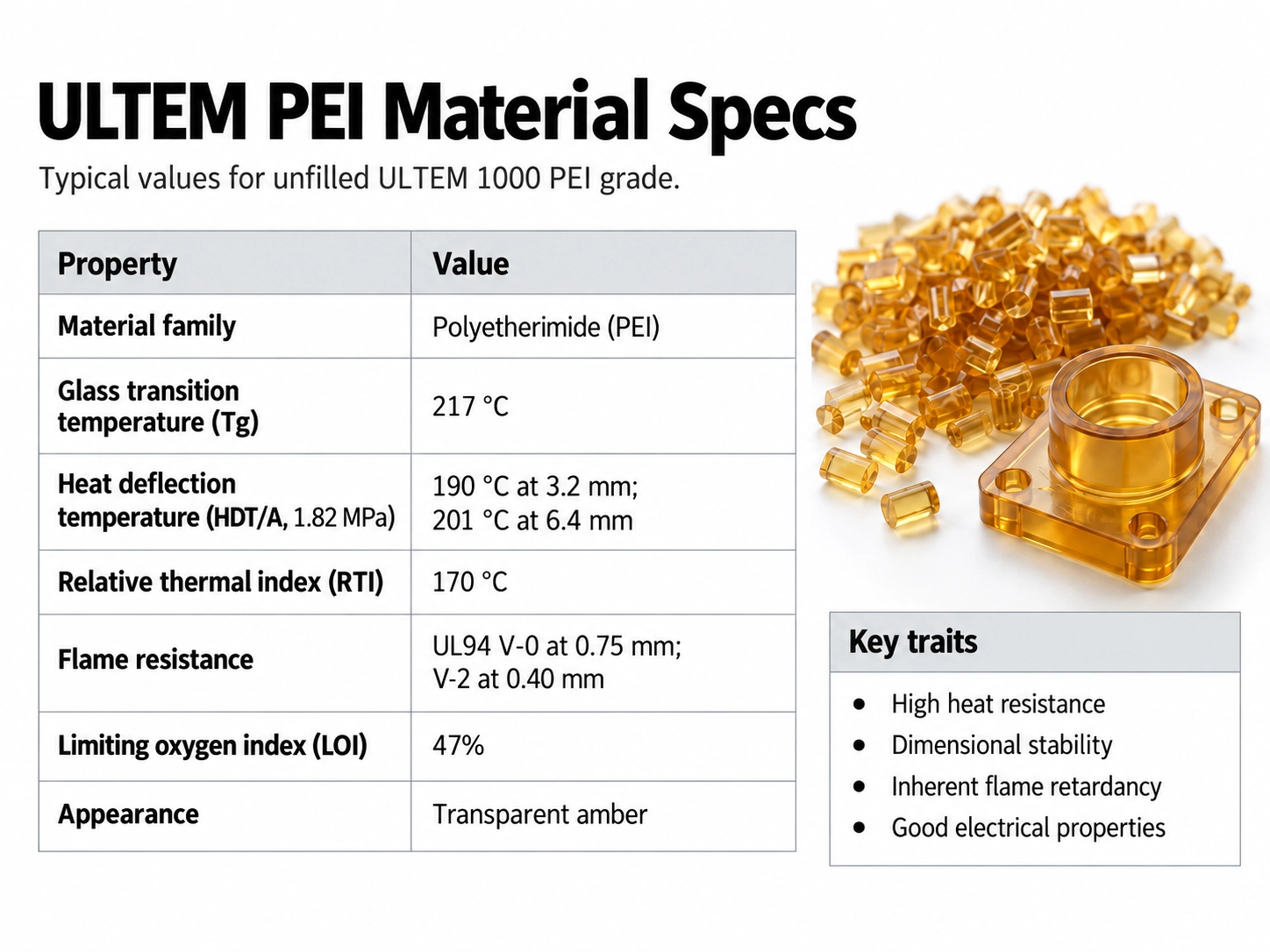 ULTEM Material Specs: Tg, HDT, RTI and Flame Resistance