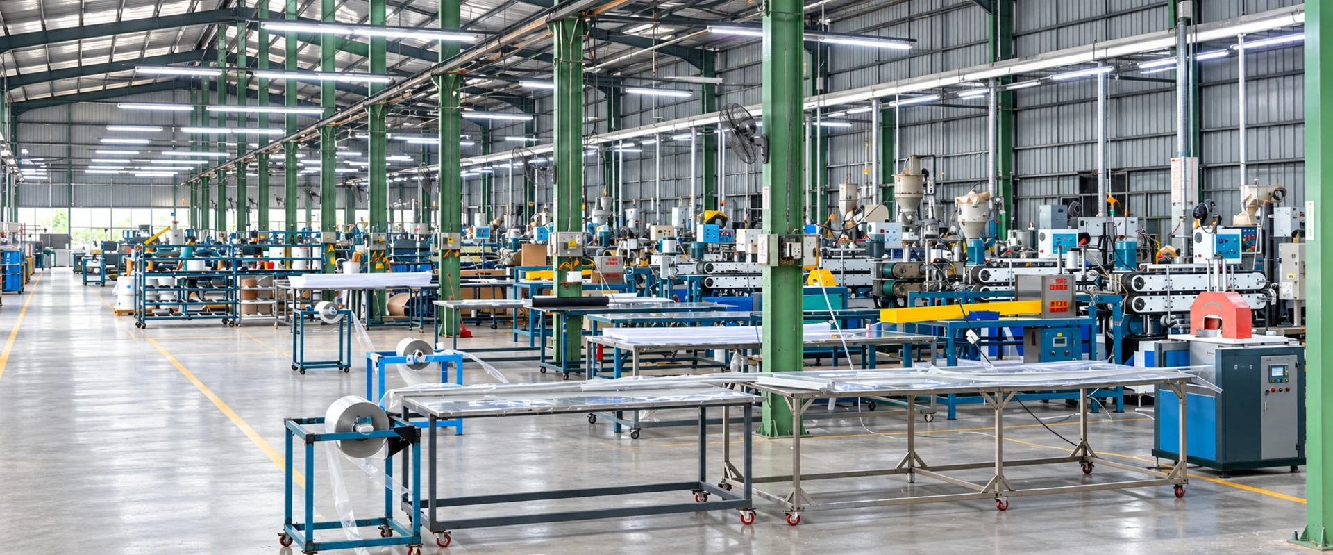 Plastic profile extrusion production line at the Dachang factory Plastic profile extrusion production line at the Dachang factory